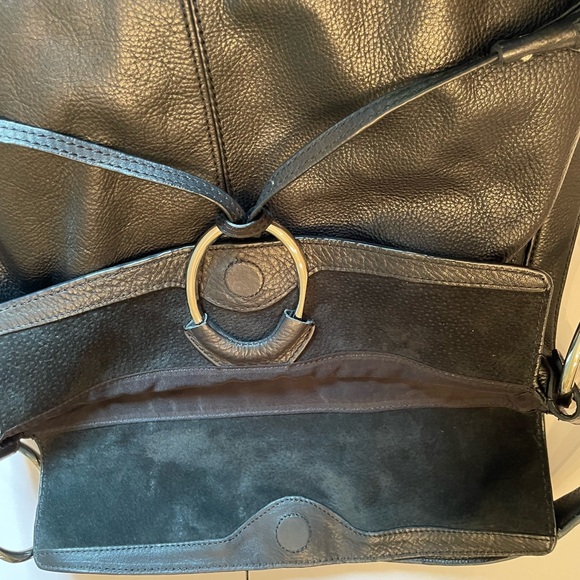 Alfani Soft Black Leather Shoulder Bag with Silver Color Closure - Picture 5 of 8